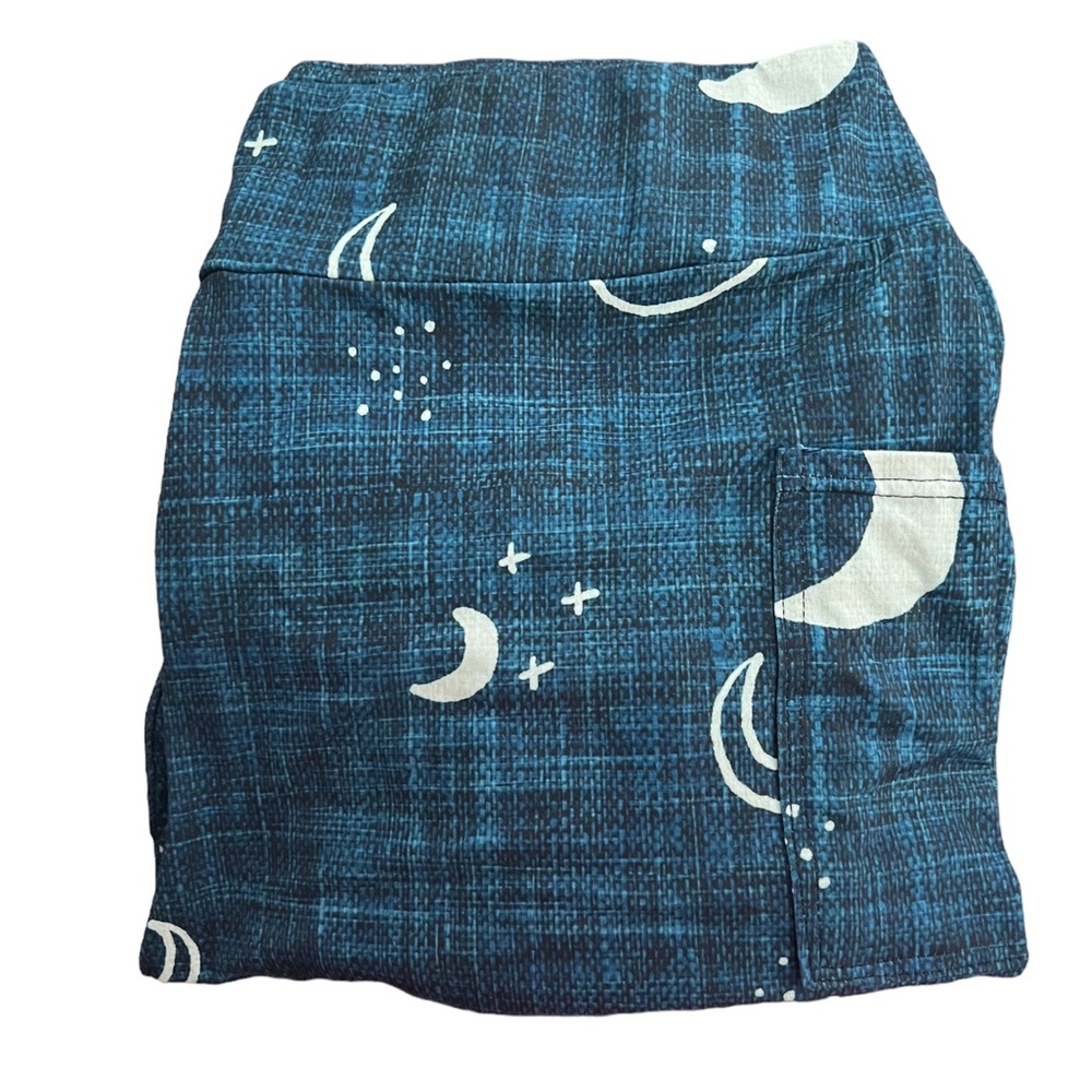 TL Clothing Full Length Leggings with Pockets Blue with Crescent Moons Size TC2